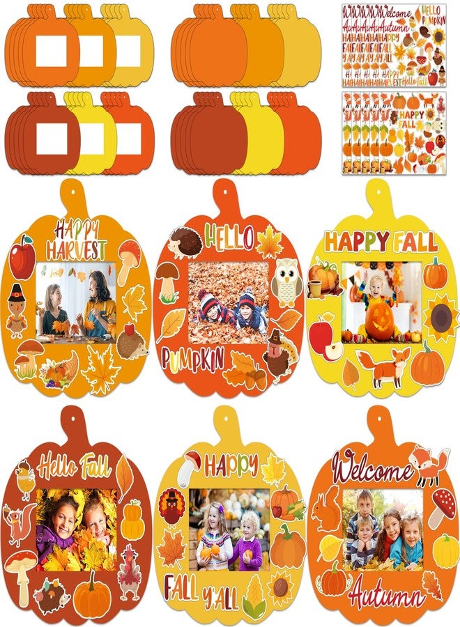 Kepeel 30 Packs Fall DIY Picture Frames Craft Kit for Kids, Autumn Pumpkin Photo Frames Ornaments for Thanksgiving Decorations Favor Fall Art Gift Classroom Home Activities - Image 1